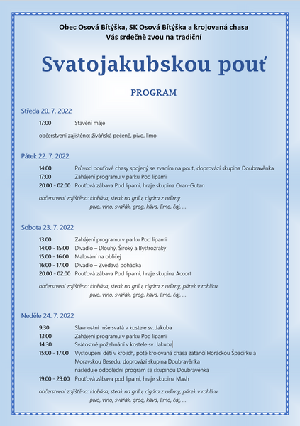 Svatojakubská pouť v Osové Bítýšce