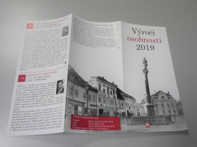 Vyšel nový leták „Výročí osobností 2019“. K dostání je na TIC Velké Meziříčí zdarma