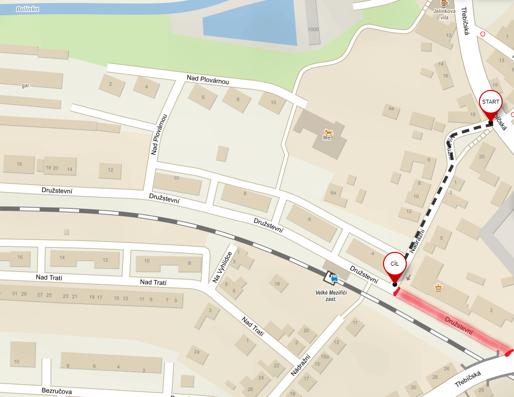 Uzavírka komunikace Družstevní